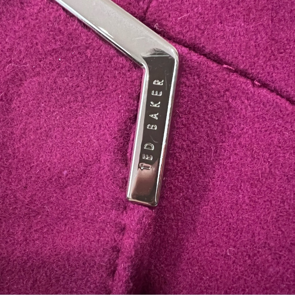 NWOT Ted Baker Magenta Berry Asymmetrical Wrap Drytaa Belted Wool Cashmere Coat - Picture 4 of 15